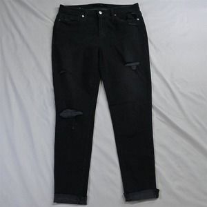 NEW Joes‎ 30 Mid Rise Skinny Ankle Destroyed Black Stretch Denim Jeans